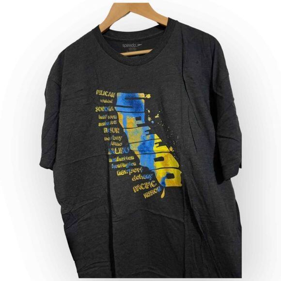 Speedo Other - Speedo Men's Uv Swim Shirt Graphic Short Sleeve California Blue Yellow 1200XL